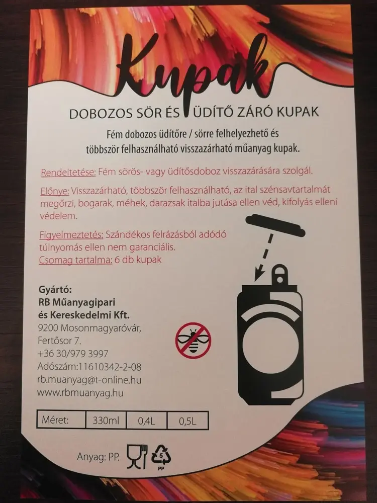 Üdítődoboz kupak